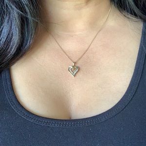 14k yellow gold heart pendant with diamonds!!